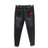 Embroidery Printed Jeans Mid Waist Men's Patch Straight Pants
